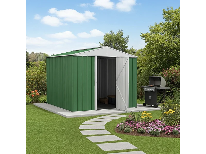 Box in Acciaio Zincato casetta attrezzi in lamiera 276x260cm x h2.12m - 110KG - 7,2mq - VERDE