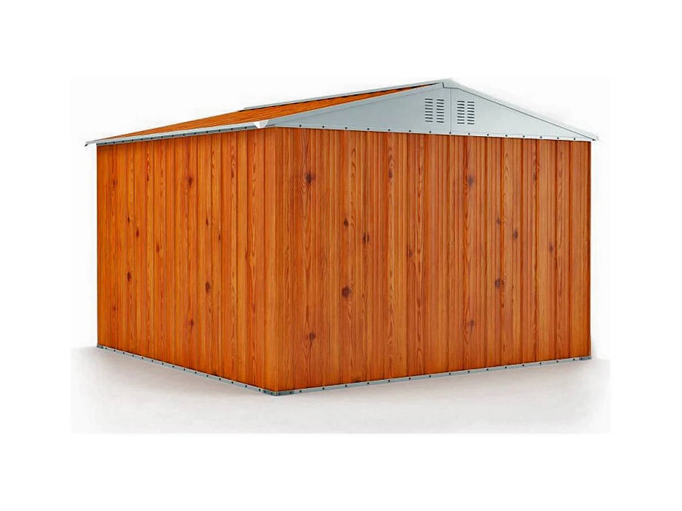 Casetta acciaio da giardino in lamiera zincata 327x269cm x h 215cm - 132 kg - 8,80mq - FINITURA LEGNO