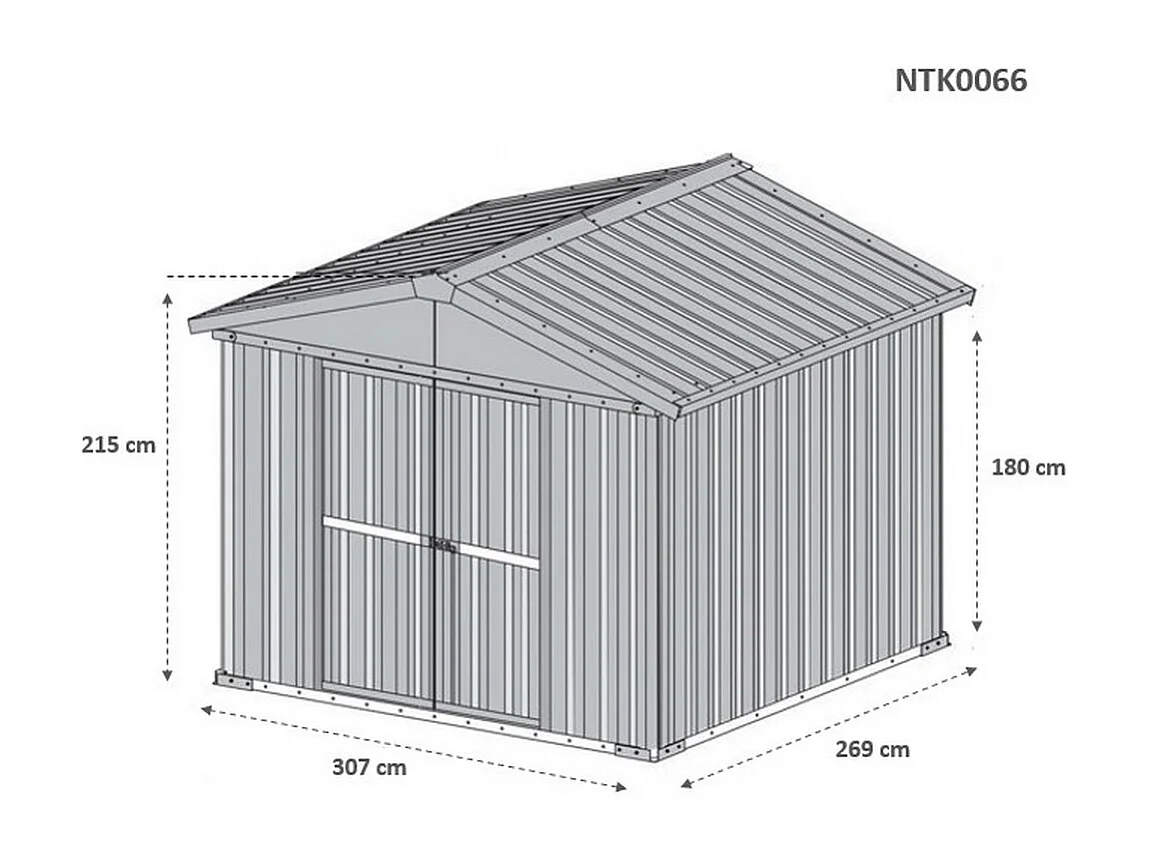 Casetta acciaio da giardino in lamiera zincata 327x269cm x h 215cm - 132 kg - 8,80mq - FINITURA LEGNO