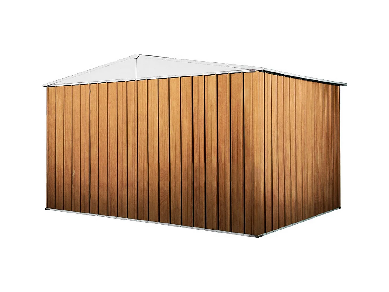 Box in Acciaio Zincato garage attrezzi lamiera 360x3.45cm x h2.12m - 150KG - 12,42mq - FINITURA LEGNO