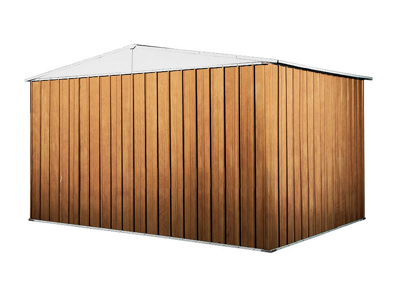 Box in Acciaio Zincato garage attrezzi lamiera 360x3.45cm x h2.12m - 150KG - 12,42mq - FINITURA LEGNO