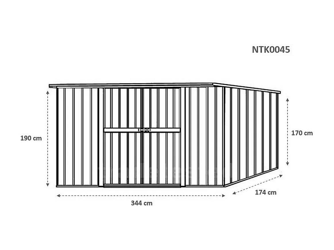 Casetta deposito lamiera Box in Acciaio Zincato 345x186cm x h1.92m - 98KG - 6.42mq - VERDE