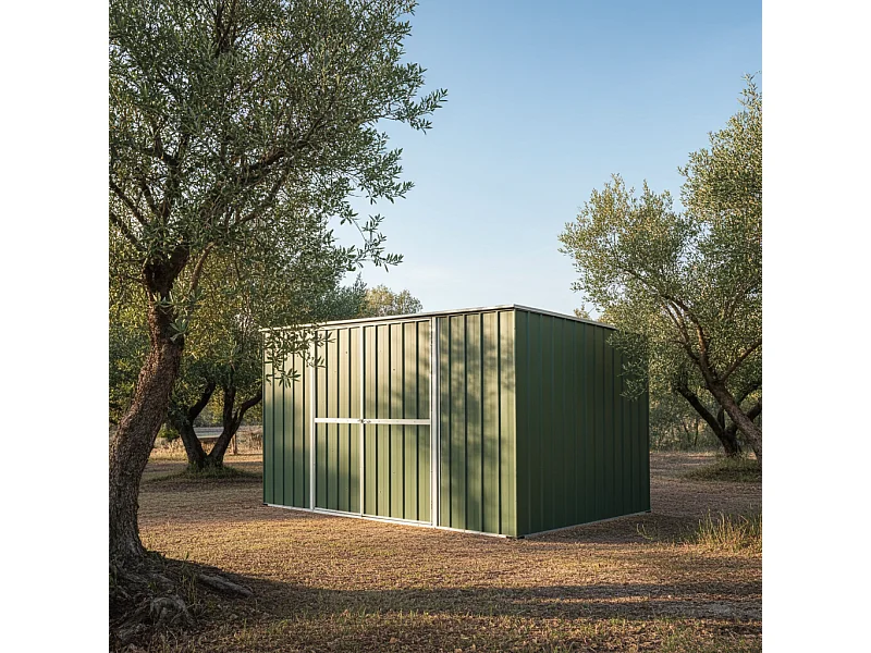 Casetta deposito lamiera Box in Acciaio Zincato 345x186cm x h1.92m - 98KG - 6.42mq - VERDE