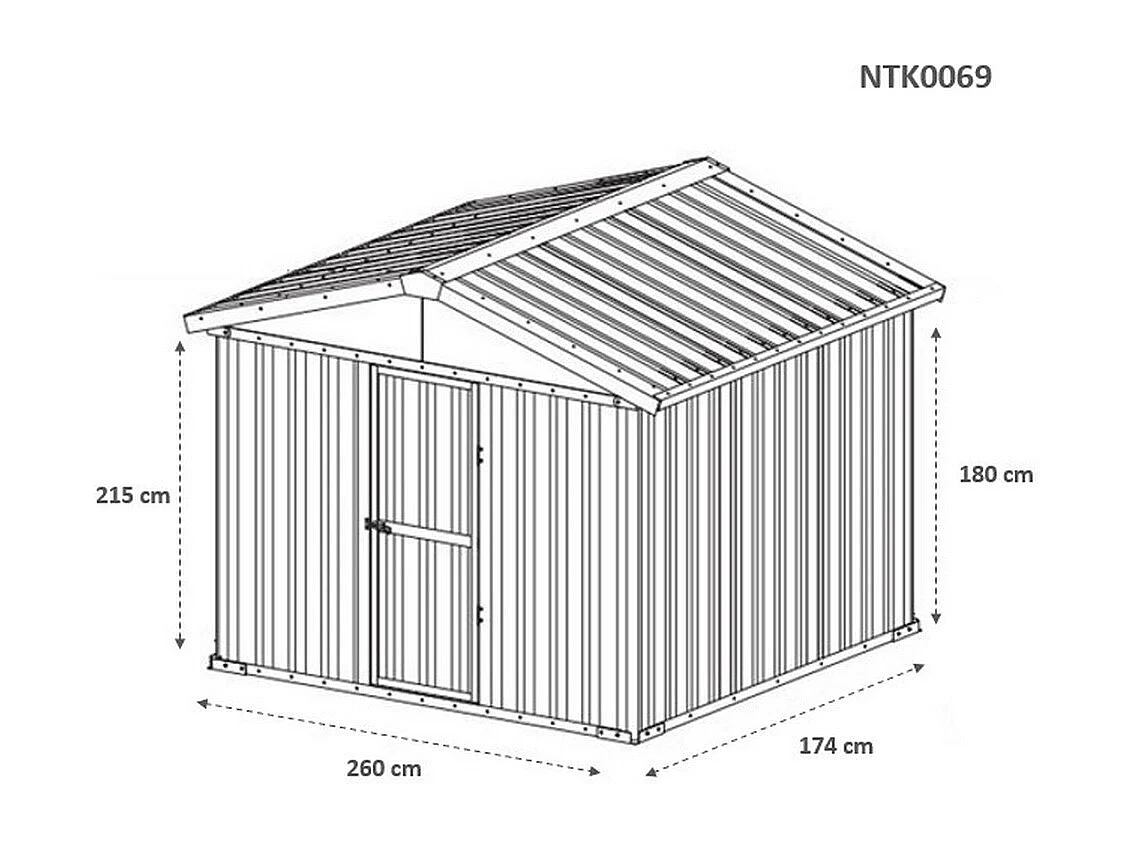 Capanno per esterno in lamiera di acciaio zincata 275x175cm x h 212cm - 87 kg - 4,81mq - VERDE