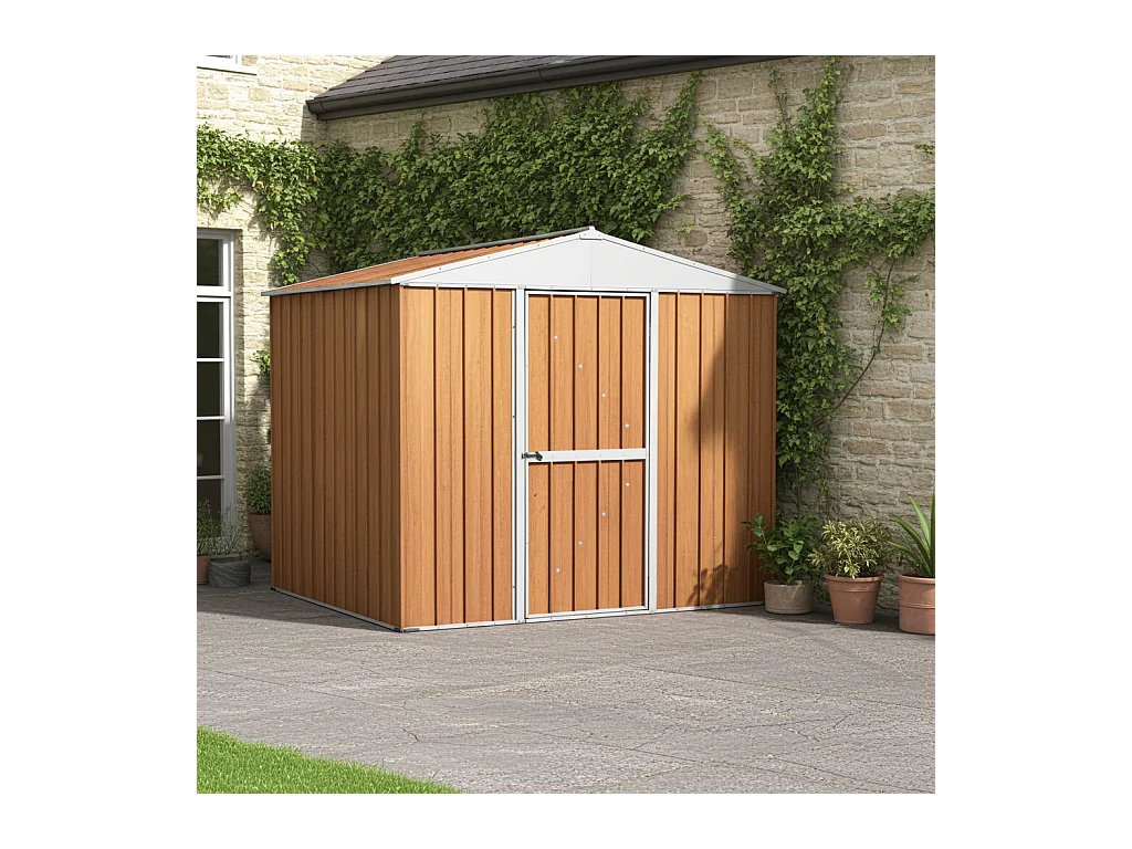 Box in Acciaio Zincato casetta attrezzi in lamiera 276x260cm x h2.12m - 110KG - 7,2mq - FINITURA LEGNO