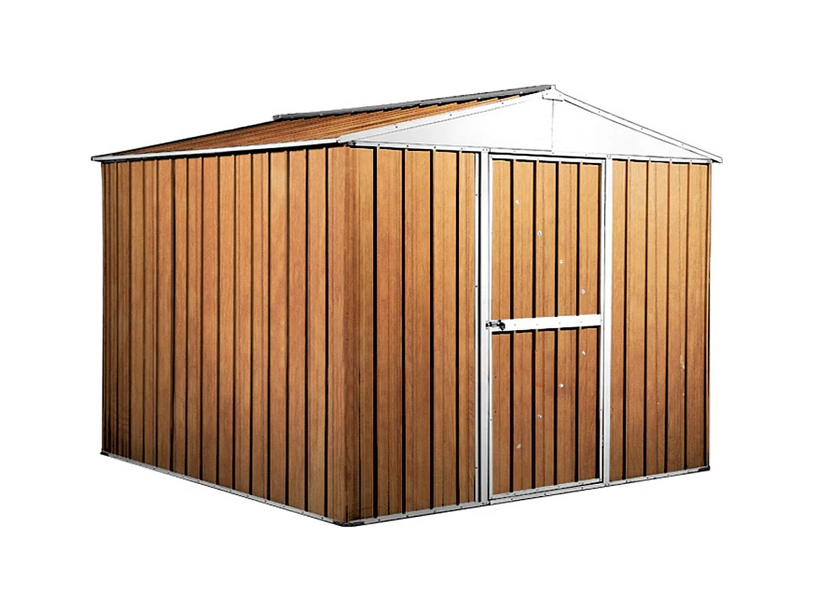 Box in Acciaio Zincato casetta attrezzi in lamiera 276x260cm x h2.12m - 110KG - 7,2mq - FINITURA LEGNO