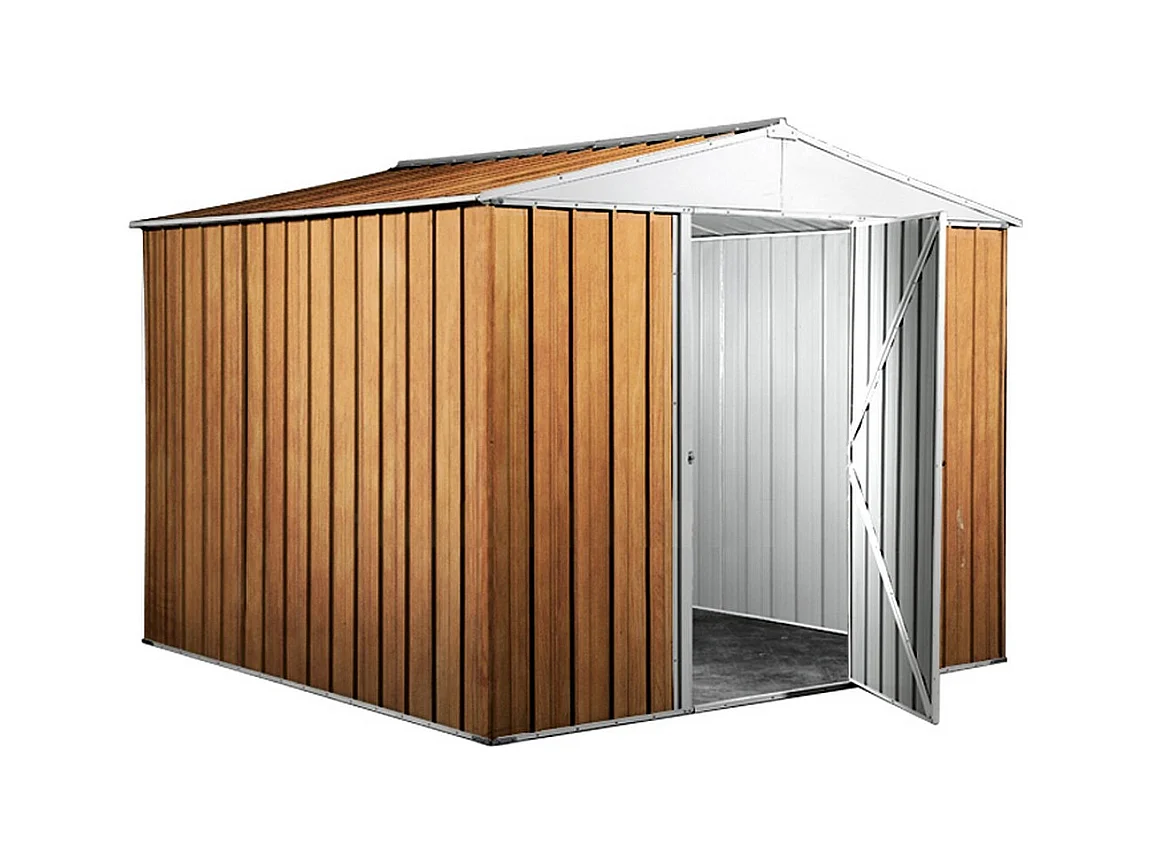 Box in Acciaio Zincato casetta attrezzi in lamiera 276x260cm x h2.12m - 110KG - 7,2mq - FINITURA LEGNO