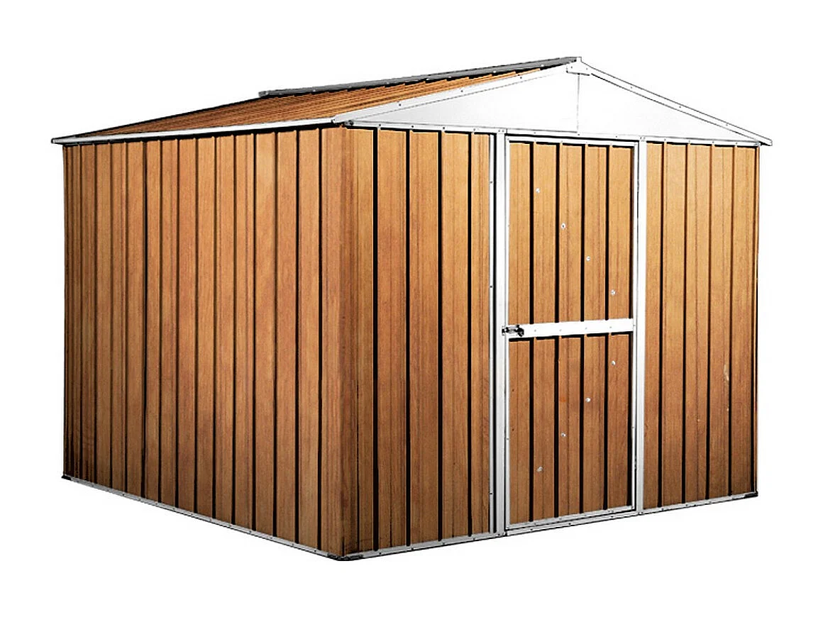 Box in Acciaio Zincato casetta attrezzi in lamiera 276x260cm x h2.12m - 110KG - 7,2mq - FINITURA LEGNO