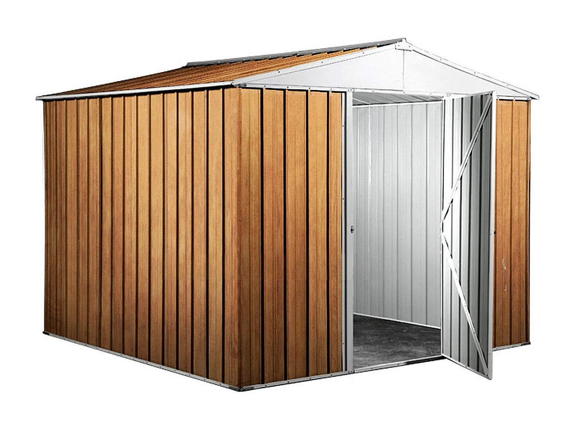 Box in Acciaio Zincato casetta attrezzi in lamiera 276x260cm x h2.12m - 110KG - 7,2mq - FINITURA LEGNO