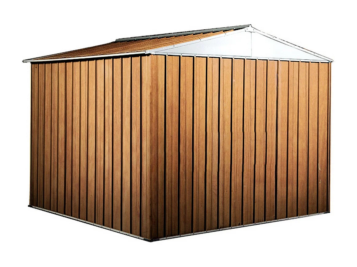 Box in Acciaio Zincato casetta attrezzi in lamiera 276x260cm x h2.12m - 110KG - 7,2mq - FINITURA LEGNO