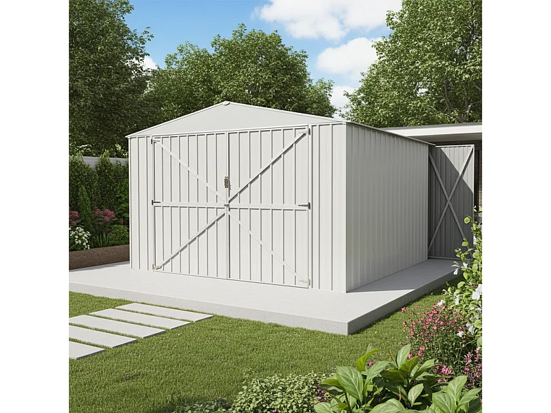 Box garage auto lamiera capanno in Acciaio Zincato 360x600cm x h2.32m - 346KG - 21,6mq - BIANCO