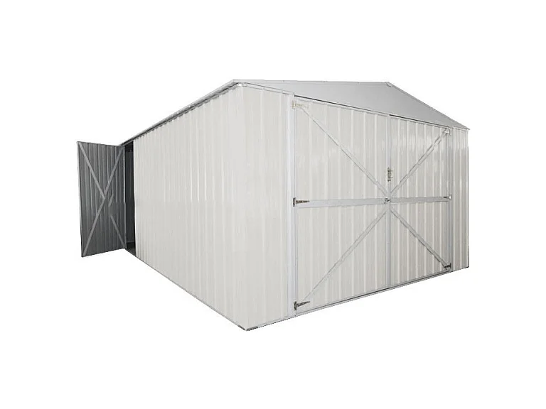 Box garage auto lamiera capanno in Acciaio Zincato 360x600cm x h2.32m - 346KG - 21,6mq - BIANCO