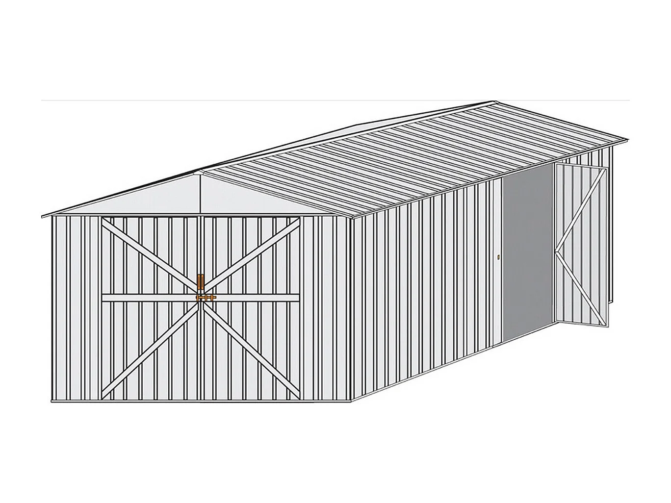 Box garage auto lamiera capanno in Acciaio Zincato 360x600cm x h2.32m - 346KG - 21,6mq - BIANCO