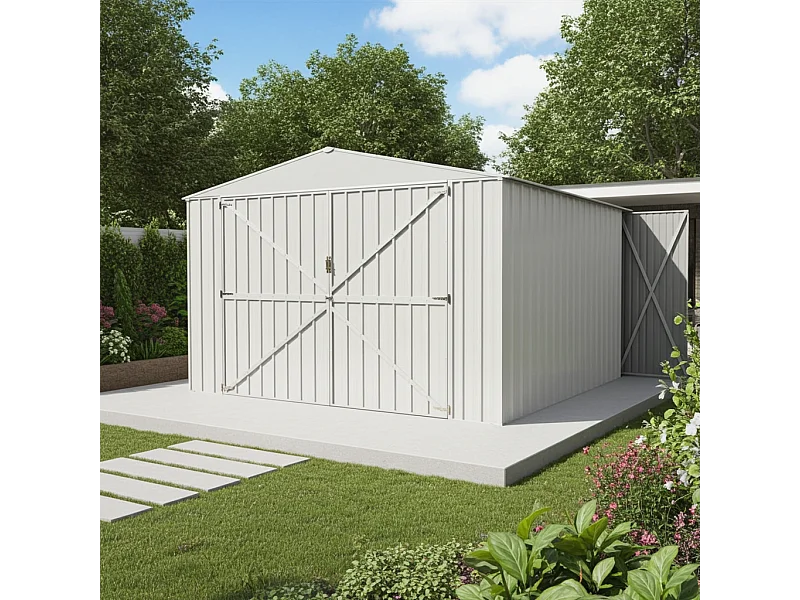 Box garage auto lamiera capanno in Acciaio Zincato 360x600cm x h2.32m - 346KG - 21,6mq - BIANCO