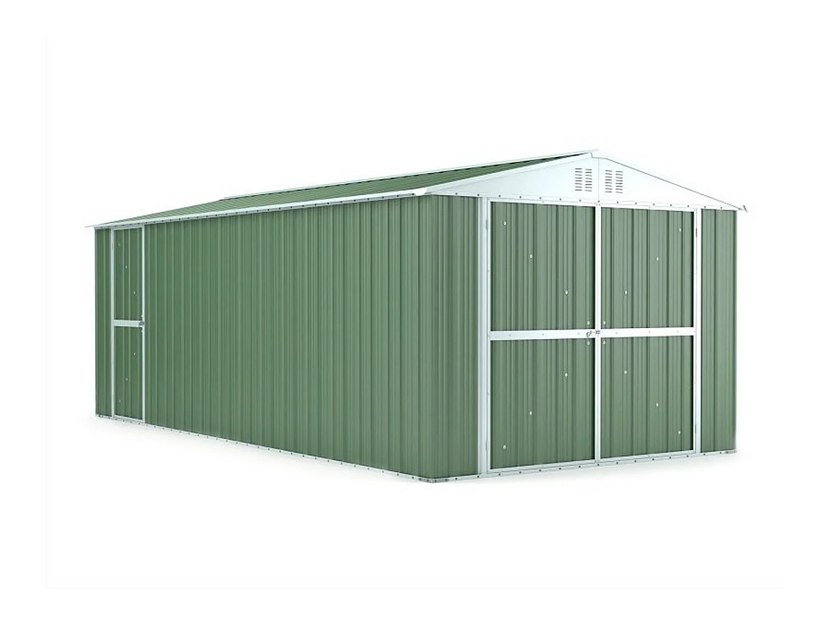 Box in lamiera garage auto Acciaio Zincato 327x611cm x h2.35m - 346KG - 19,98mq - VERDE
