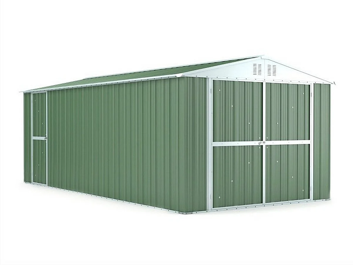Box in lamiera garage auto Acciaio Zincato 327x611cm x h2.35m - 346KG - 19,98mq - VERDE