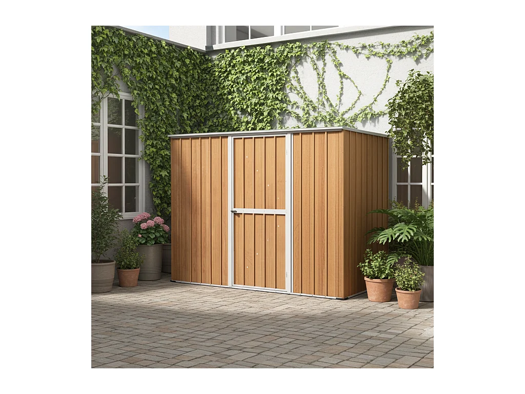 Casetta giardino in lamiera Box in Acciaio Zincato 260x185cm x h1.92m - 85kg - 4,81mq - FINITURA LEGNO
