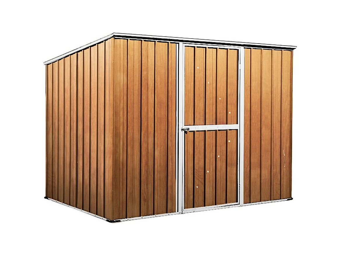 Casetta giardino in lamiera Box in Acciaio Zincato 260x185cm x h1.92m - 85kg - 4,81mq - FINITURA LEGNO