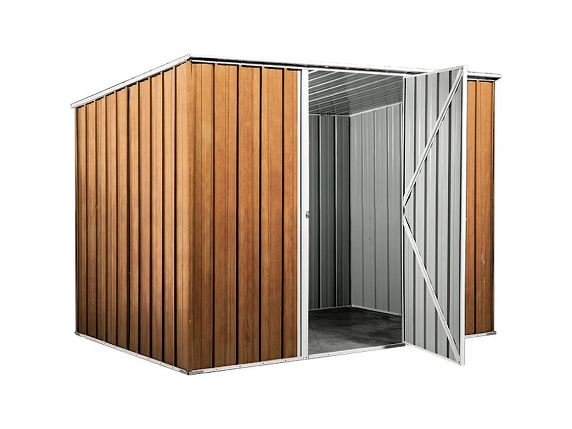 Casetta giardino in lamiera Box in Acciaio Zincato 260x185cm x h1.92m - 85kg - 4,81mq - FINITURA LEGNO