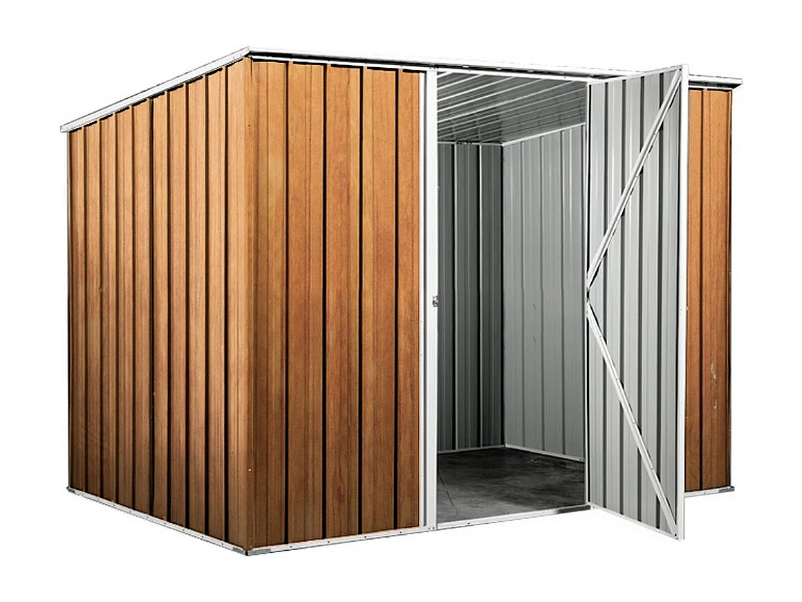 Casetta giardino in lamiera Box in Acciaio Zincato 260x185cm x h1.92m - 85kg - 4,81mq - FINITURA LEGNO