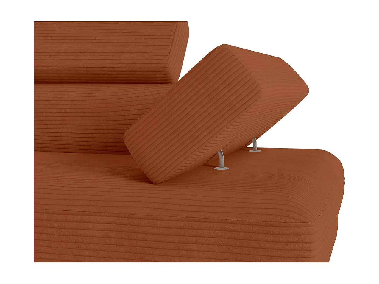 Canapé d'angle gauche convertible RIO 5 places avec coffre de rangement en velours côtelé - Terracotta