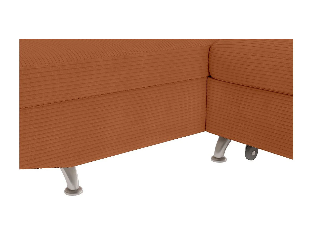 Canapé d'angle gauche convertible RIO 5 places avec coffre de rangement en velours côtelé - Terracotta