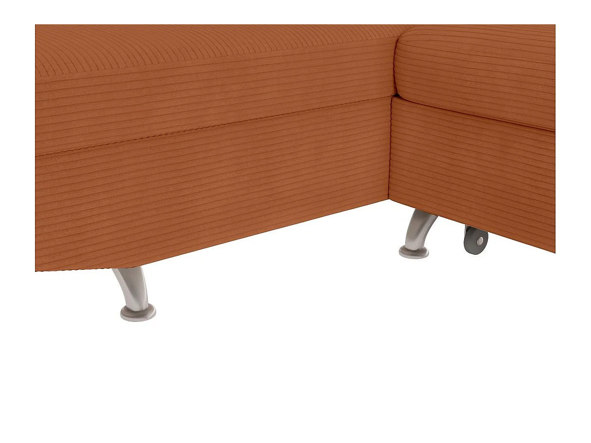 Canapé d'angle gauche convertible RIO 5 places avec coffre de rangement en velours côtelé - Terracotta