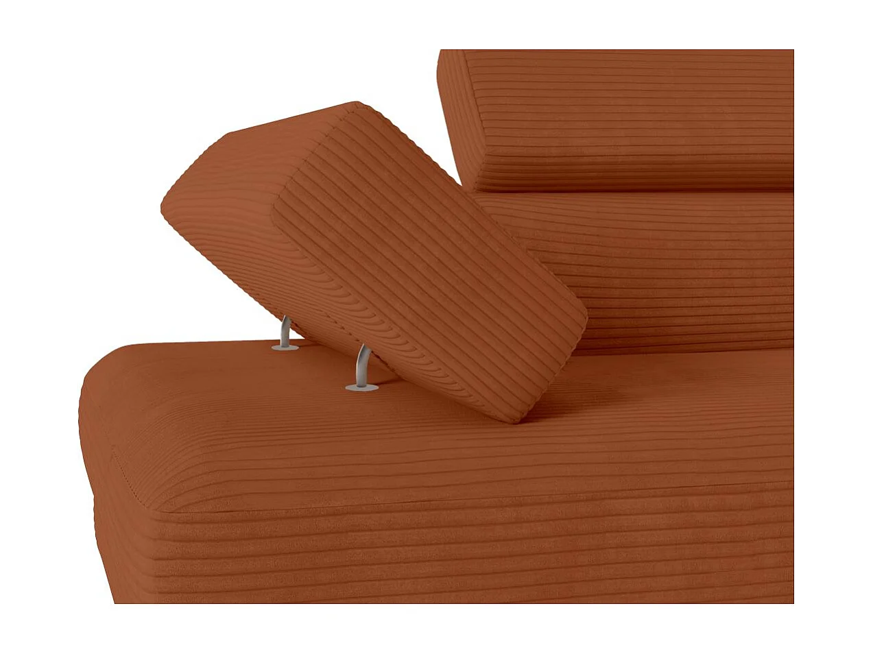 Canapé d'angle droit convertible RIO 5 places avec coffre de rangement en velours côtelé - Terracotta