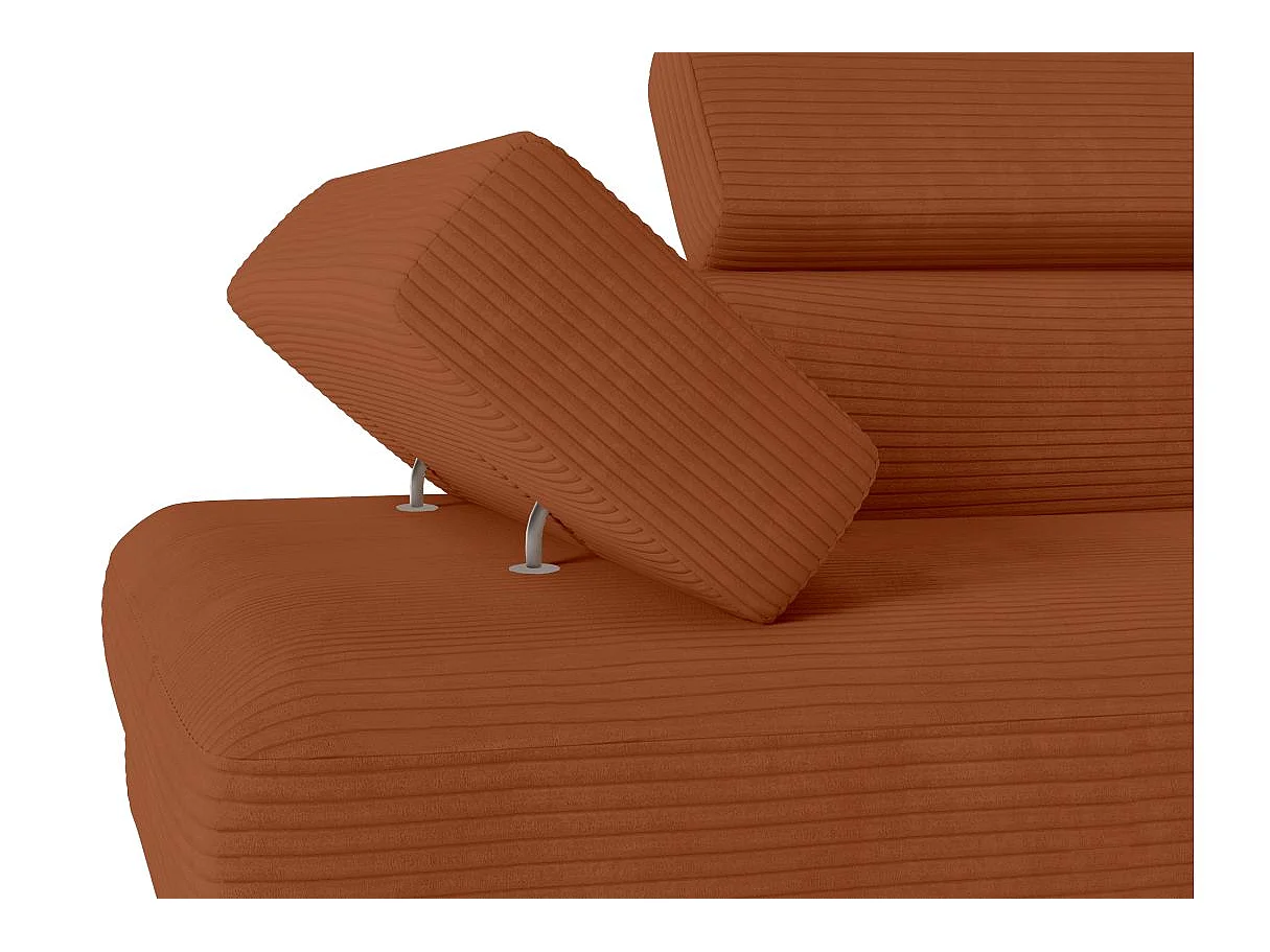 Canapé d'angle droit convertible RIO 5 places avec coffre de rangement en velours côtelé - Terracotta