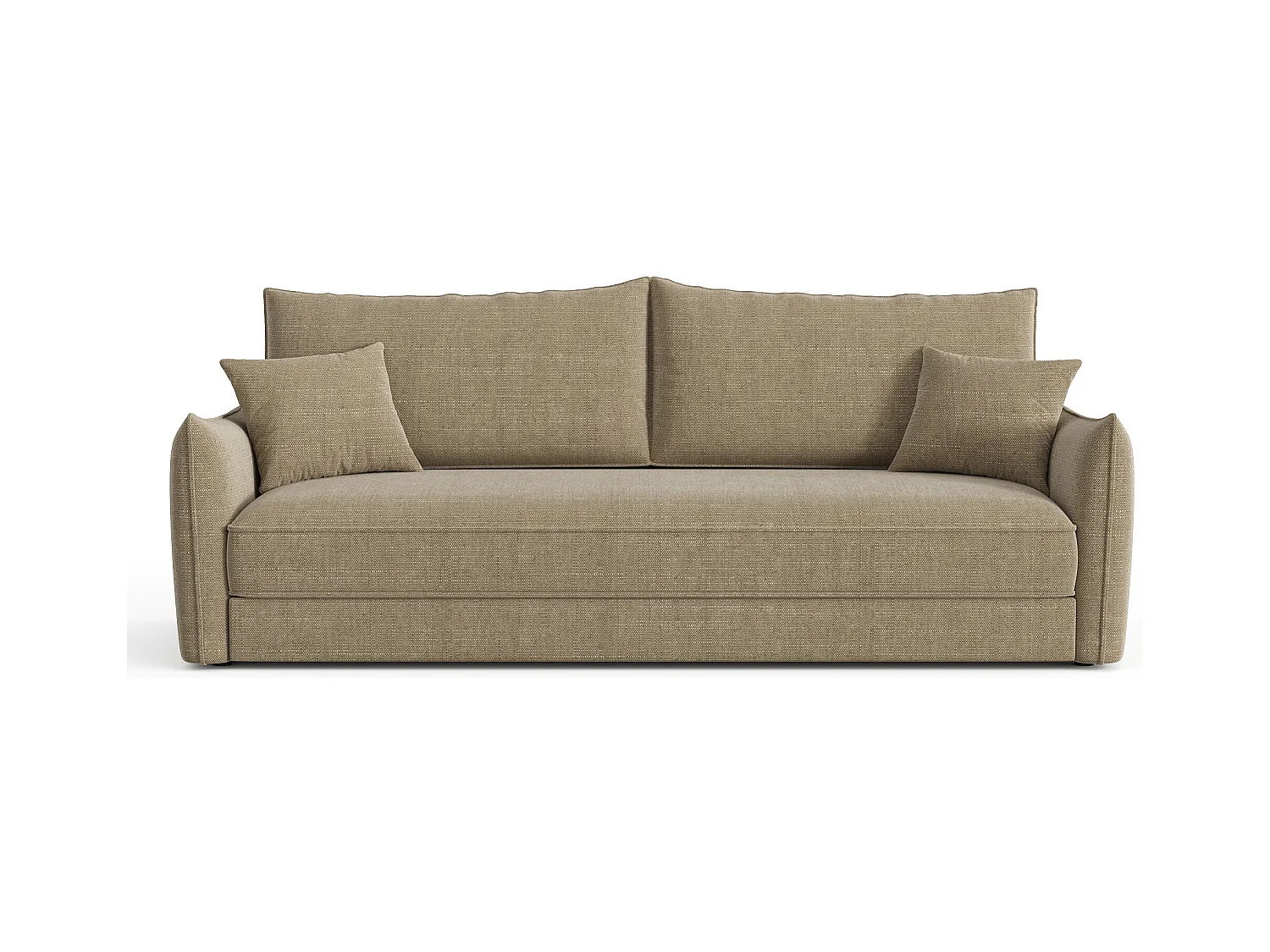 Canapé convertible 3 places tissu tramé taupe 213cm PLUME