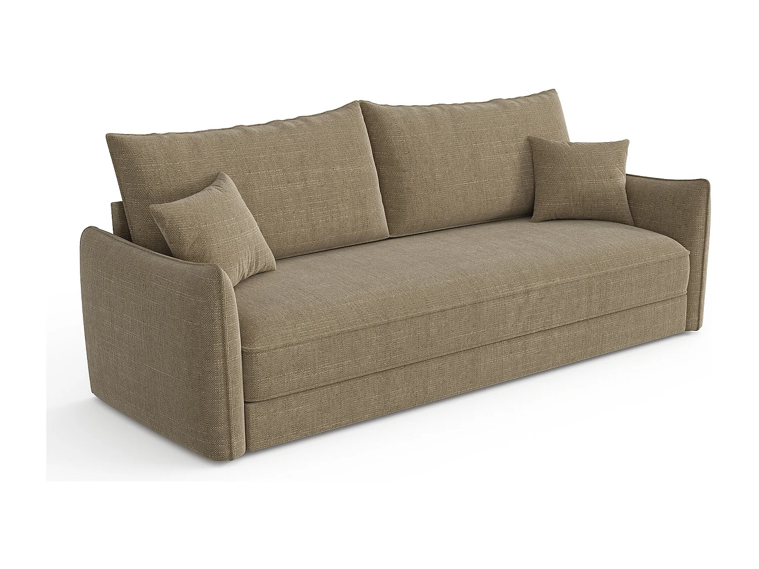 Canapé convertible 3 places tissu tramé taupe 213cm PLUME