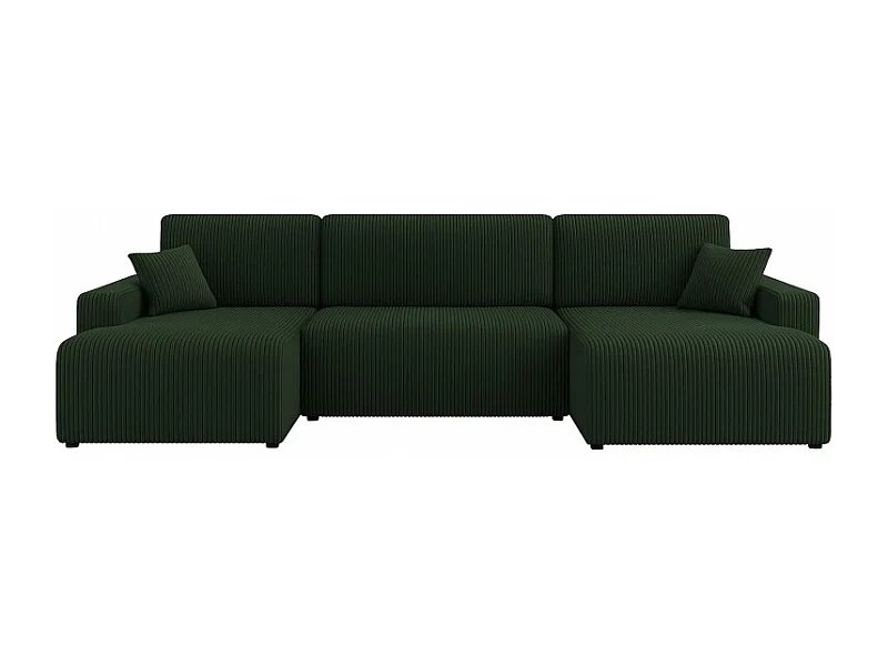 Canapé d'angle panoramique PIANI en U en velours côtelé