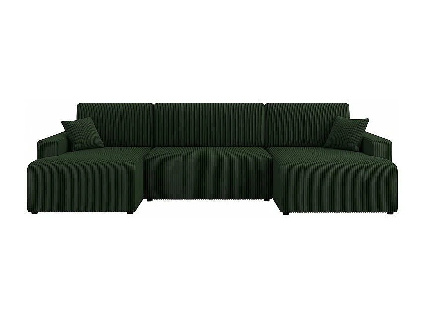 Canapé d'angle panoramique PIANI en U en velours côtelé