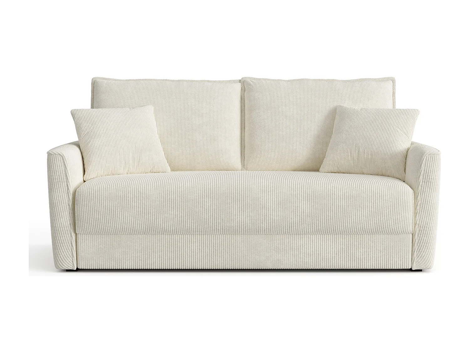 Canapé convertible 3 places velours côtelé crème 180cm LUXO