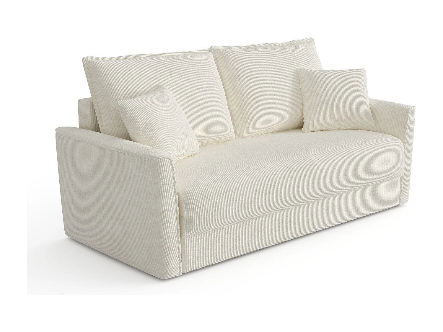 Canapé convertible 3 places velours côtelé crème 180cm LUXO