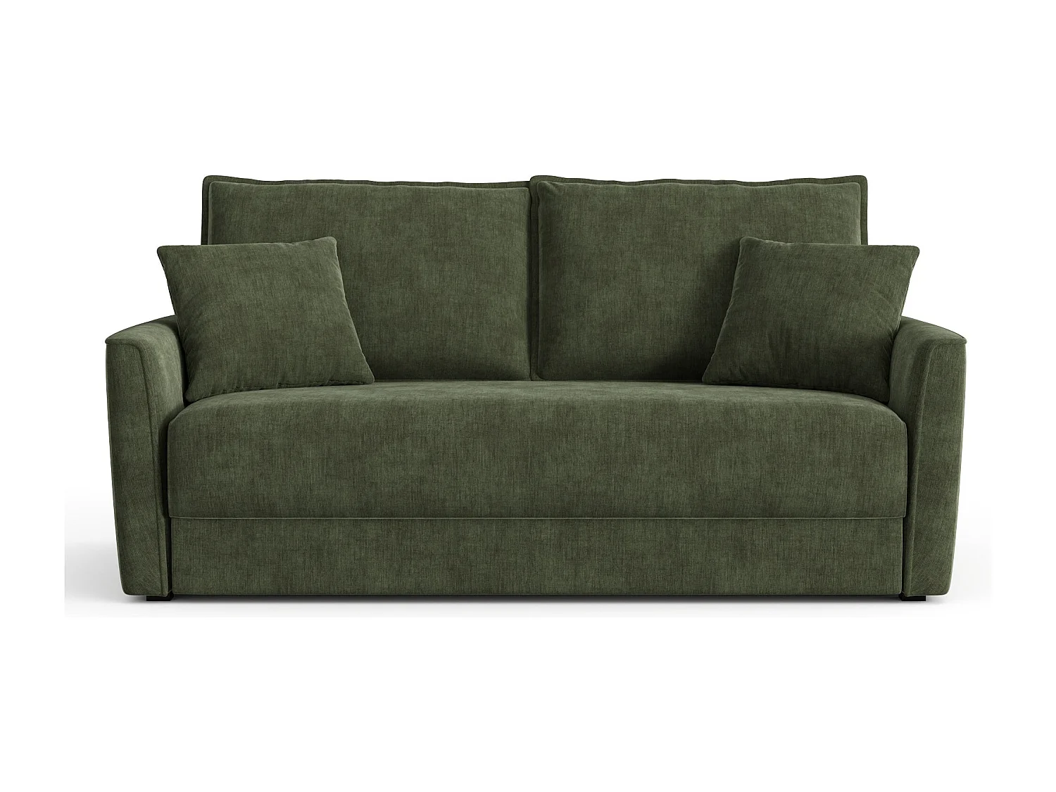 Canapé convertible 3 places tissu tramé touché doux vert kaki 180cm LUXO