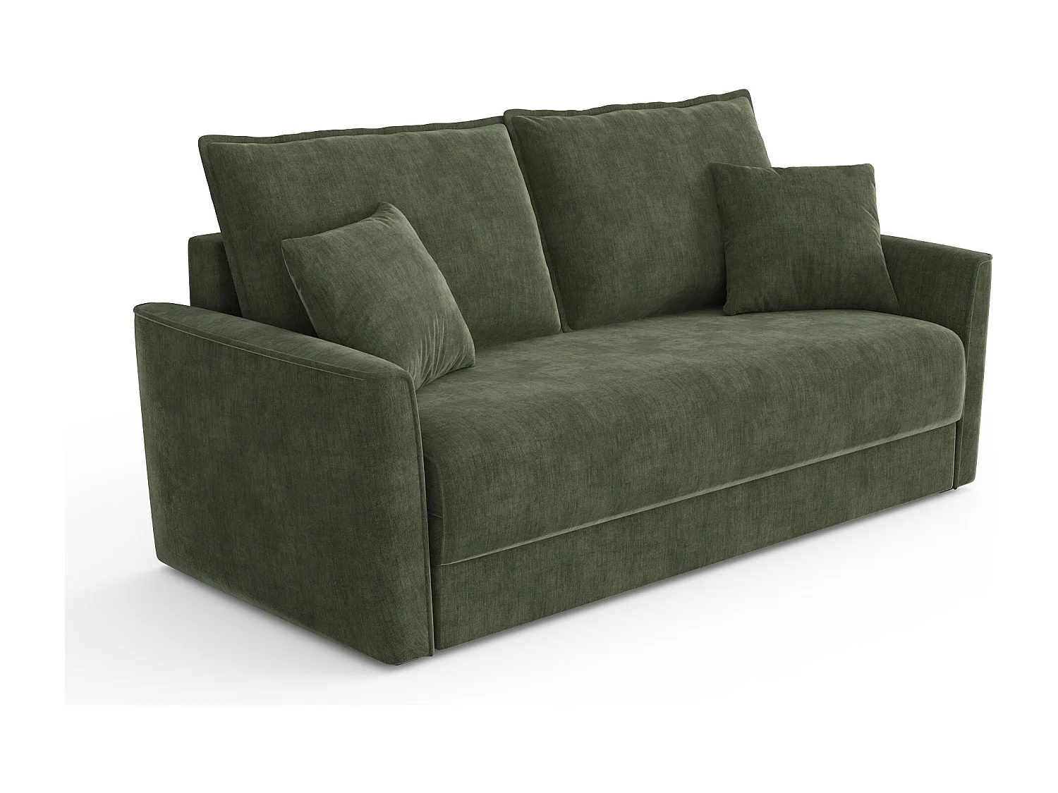 Canapé convertible 3 places tissu tramé touché doux vert kaki 180cm LUXO