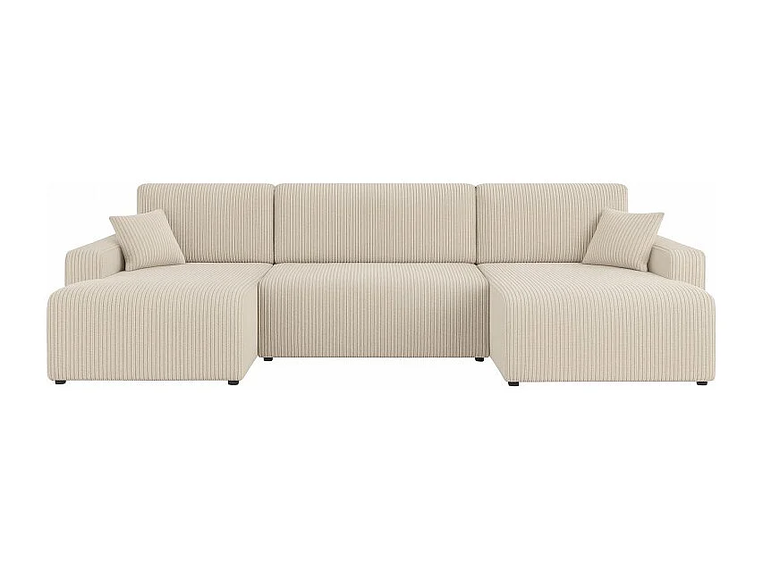 Canapé d'angle panoramique PIANI en U en velours côtelé