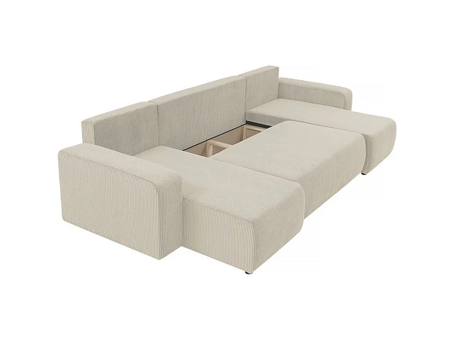Canapé d'angle panoramique PIANI en U en velours côtelé