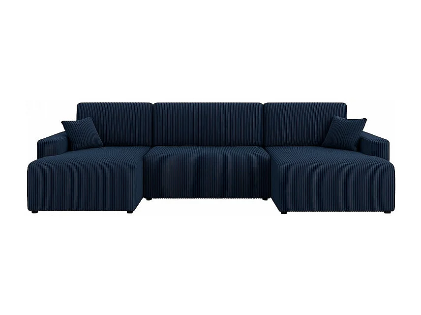 Canapé d'angle panoramique PIANI en U en velours côtelé