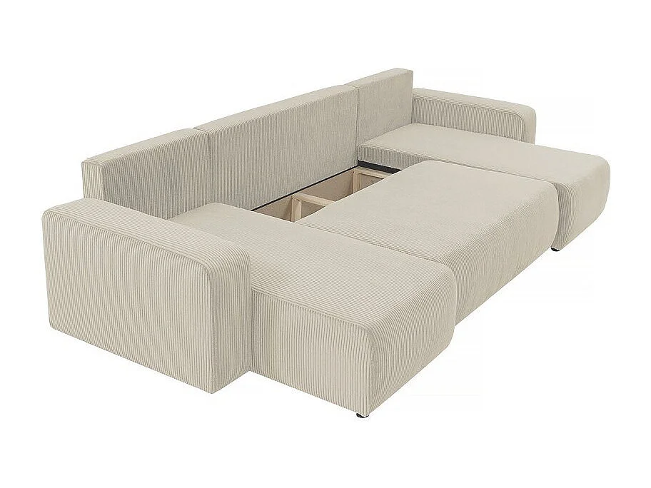 Canapé d'angle panoramique PIANI en U en velours côtelé