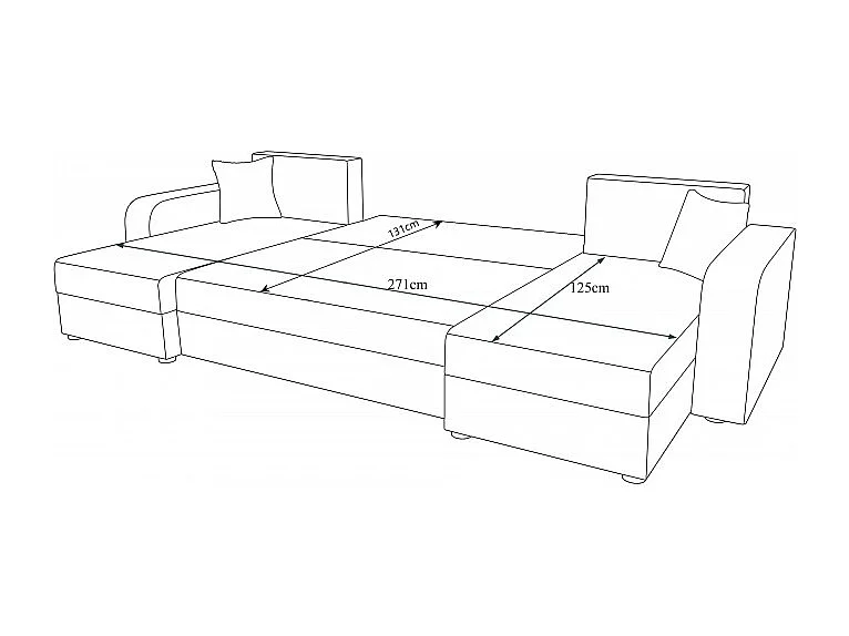 Canapé d'angle panoramique convertible HELLIA U en velours côtelé