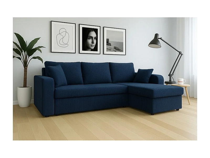 Canapé d'angle convertible HELLIA en velours côtelé