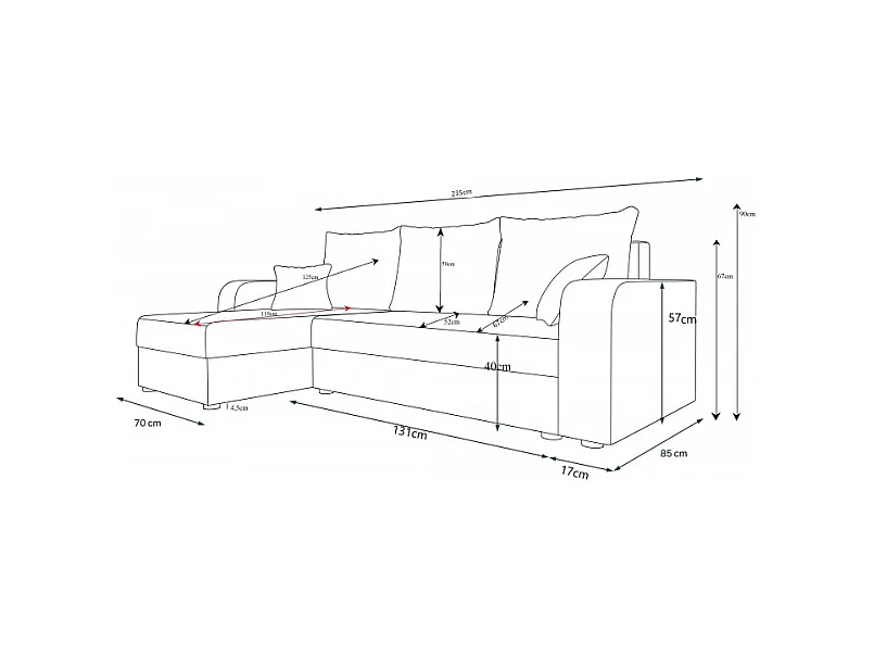 Canapé d'angle convertible HELLIA en velours côtelé