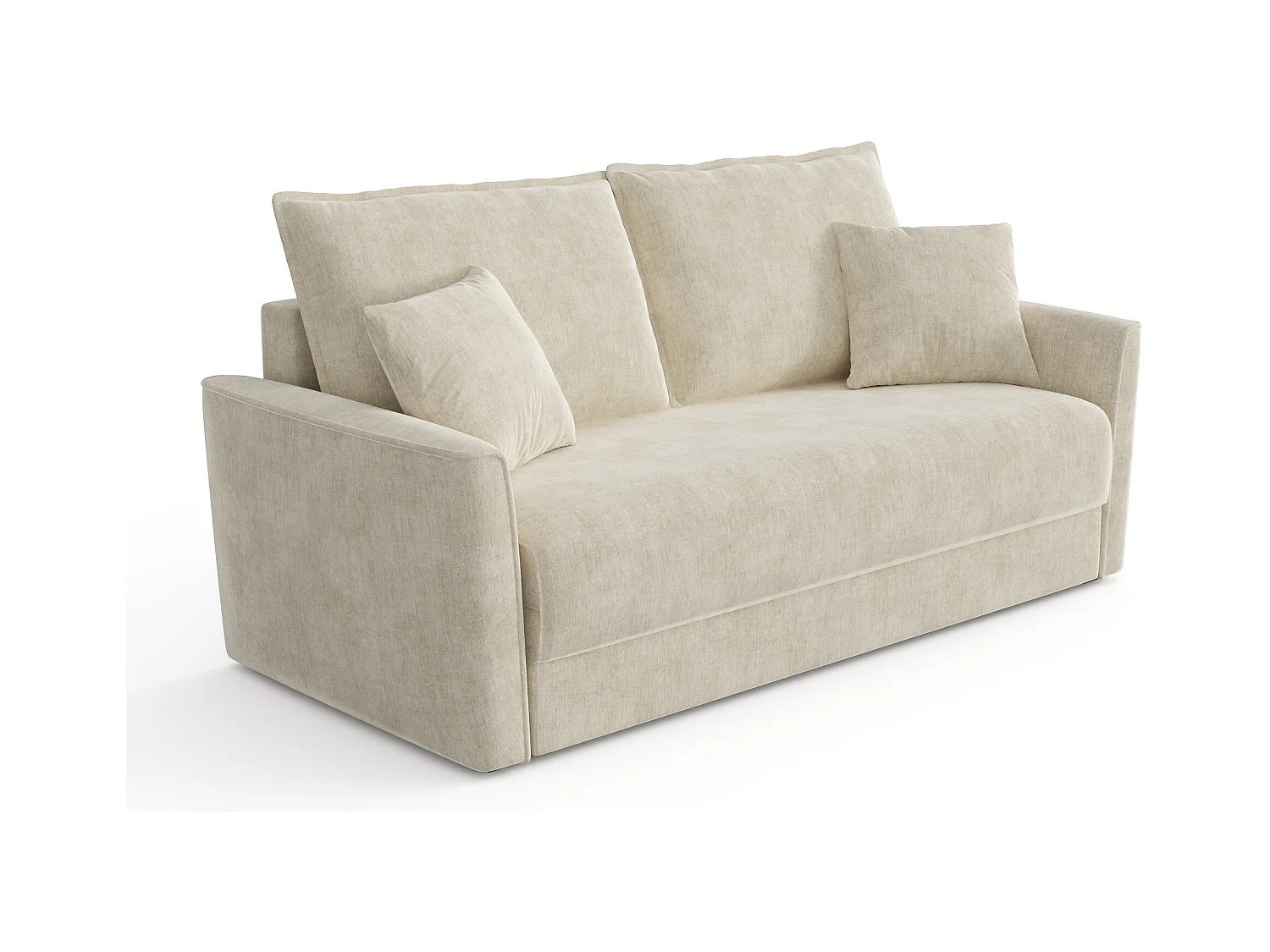 Canapé convertible 3 places tissu tramé touché doux crème 180cm LUXO