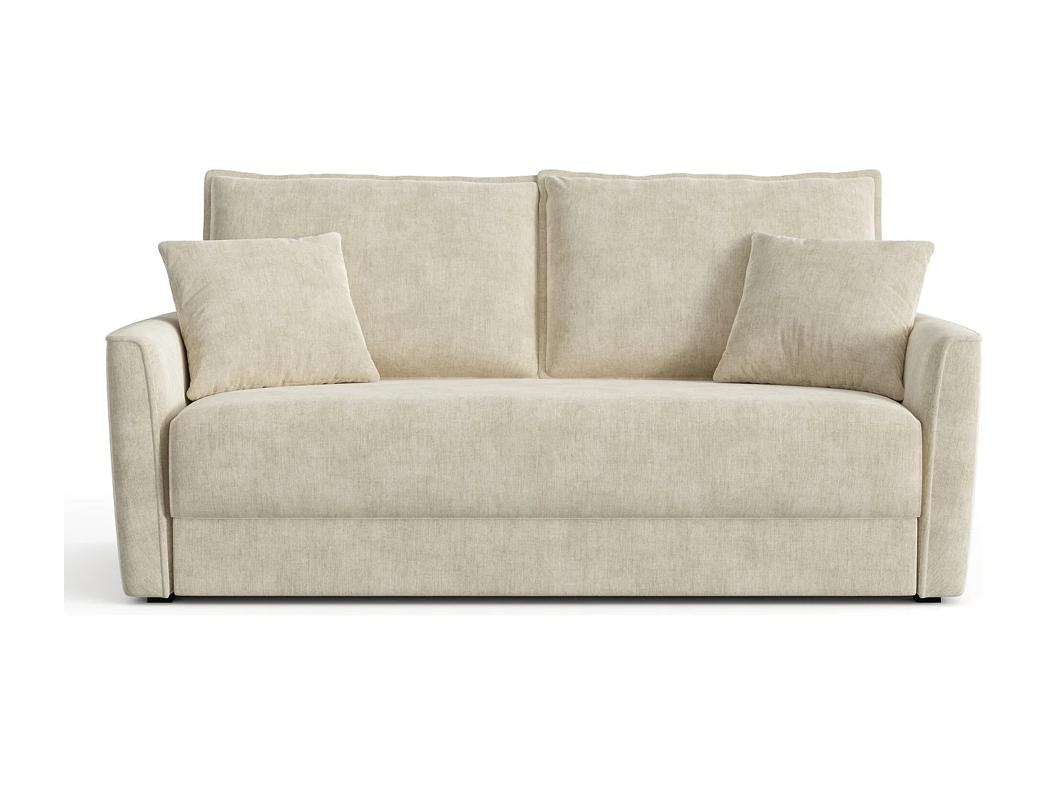 Canapé convertible 3 places tissu tramé touché doux crème 180cm LUXO