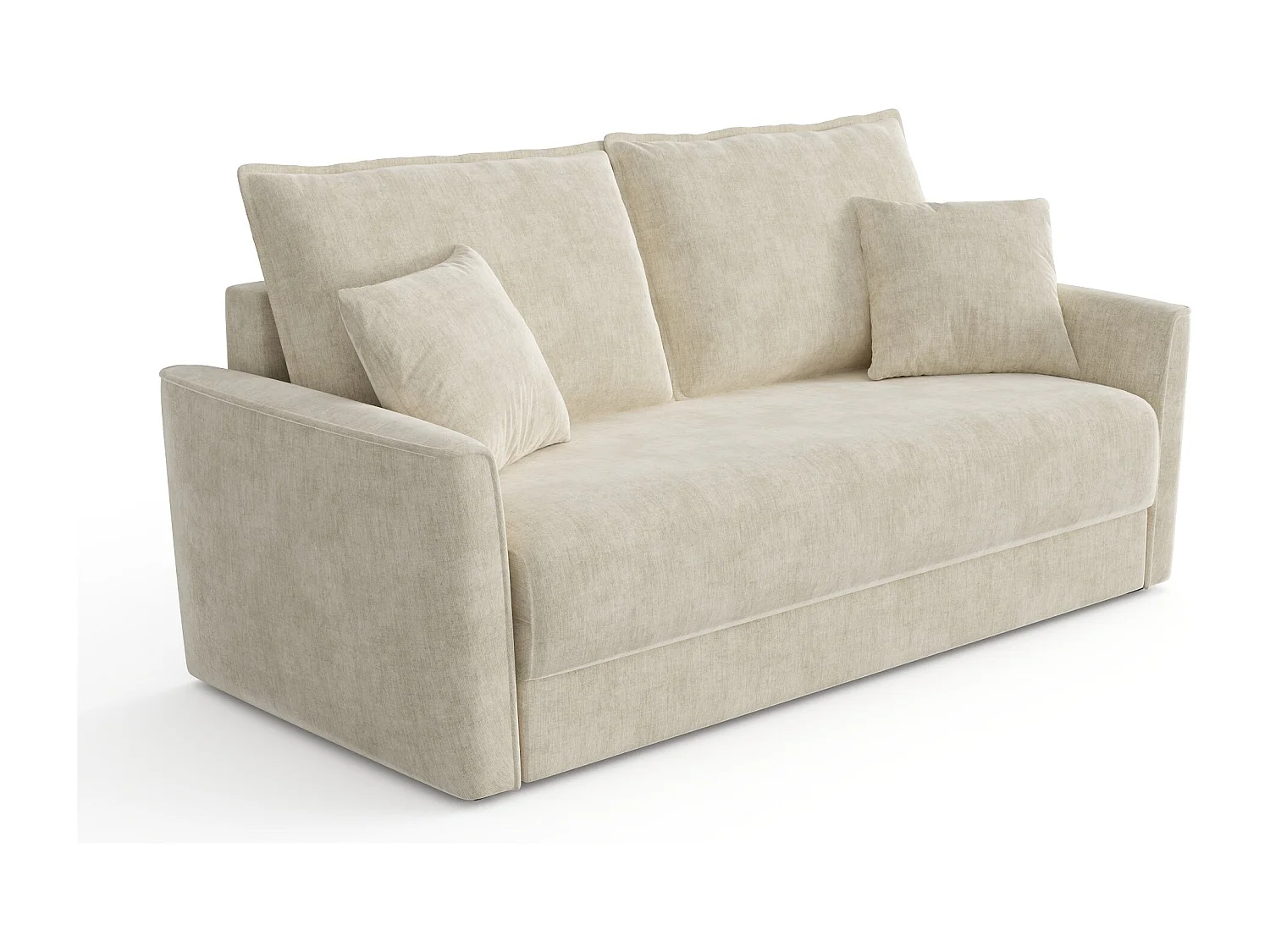 Canapé convertible 3 places tissu tramé touché doux crème 180cm LUXO