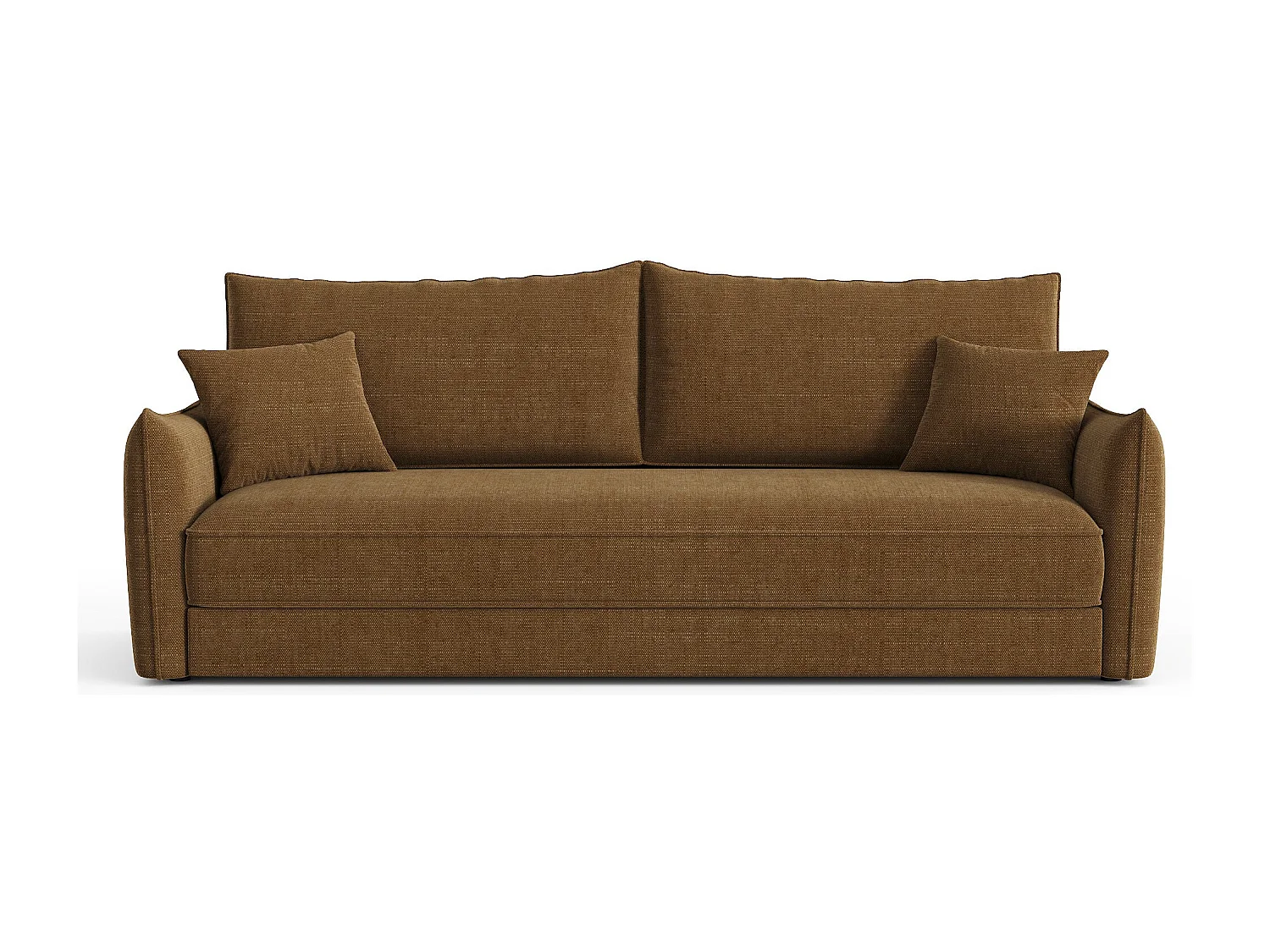 Canapé convertible 3 places tissu tramé noisette 213cm PLUME