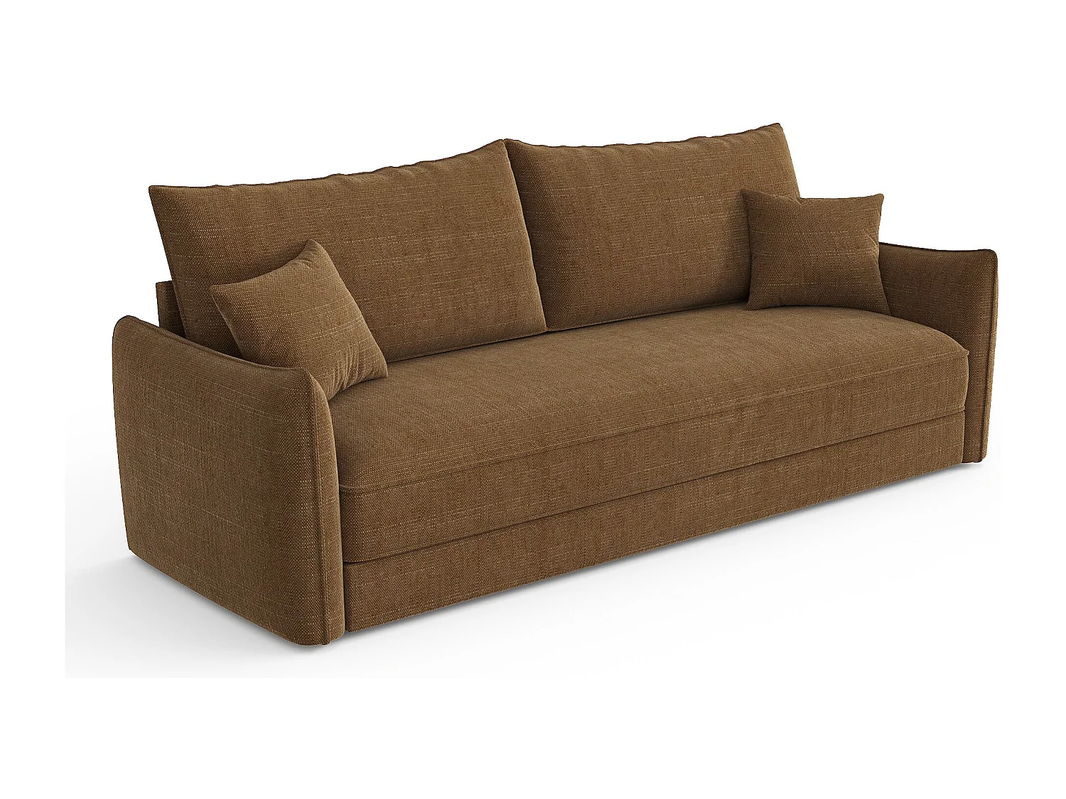 Canapé convertible 3 places tissu tramé noisette 213cm PLUME