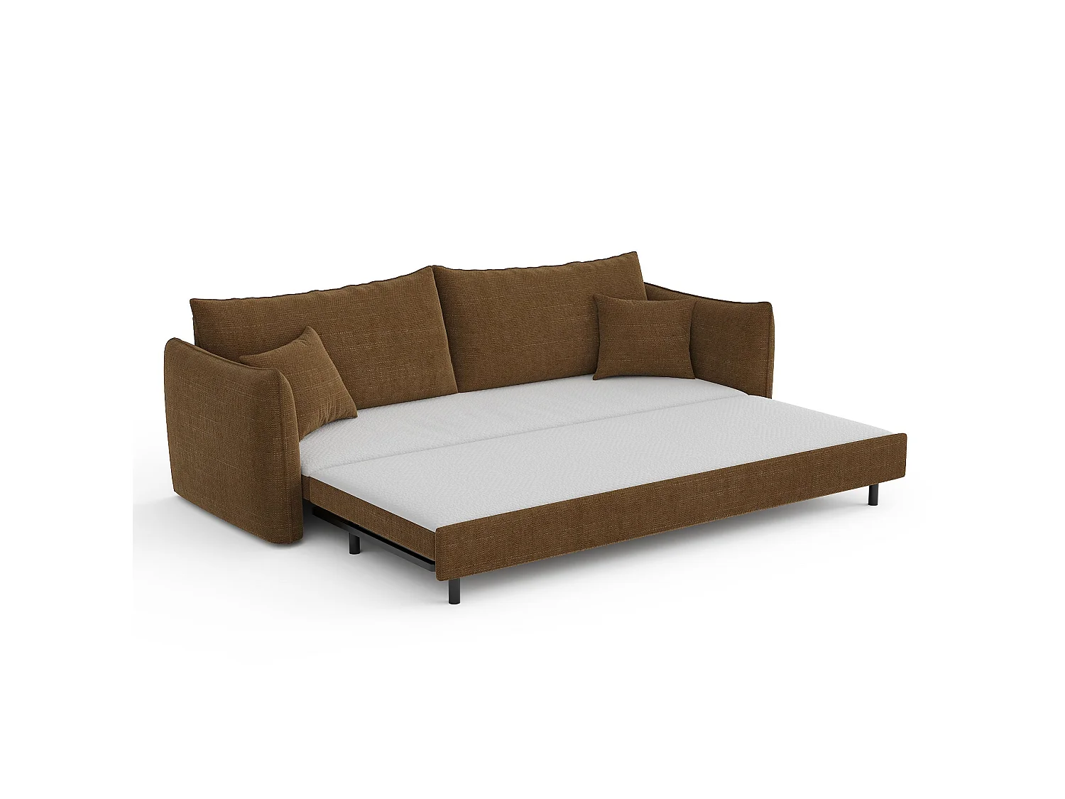 Canapé convertible express 3 places en coton marron PLUME 213cm